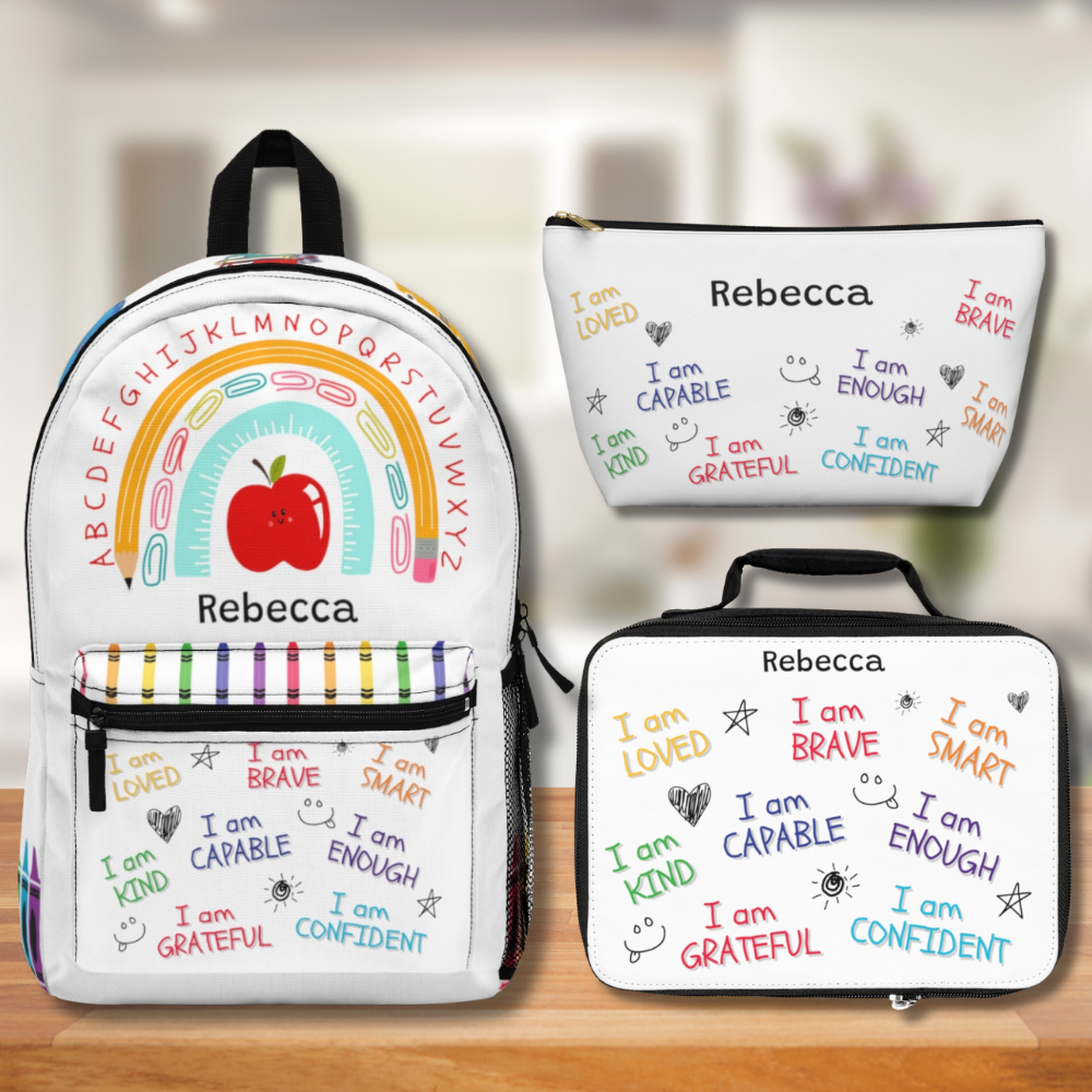 Personalized Kids School Backpack Lunch Box Pencil Pouch Combo