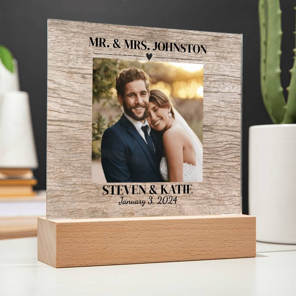 Personalized Wedding Photo Frame | Square Acrylic Plaque