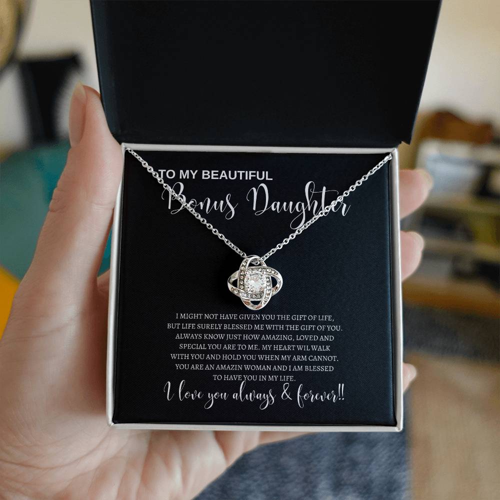 To My Bonus Daughter | Gift Of Life | Love Knot Necklace