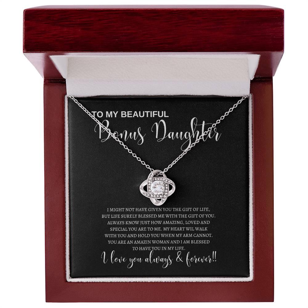 To My Bonus Daughter | Gift Of Life | Love Knot Necklace