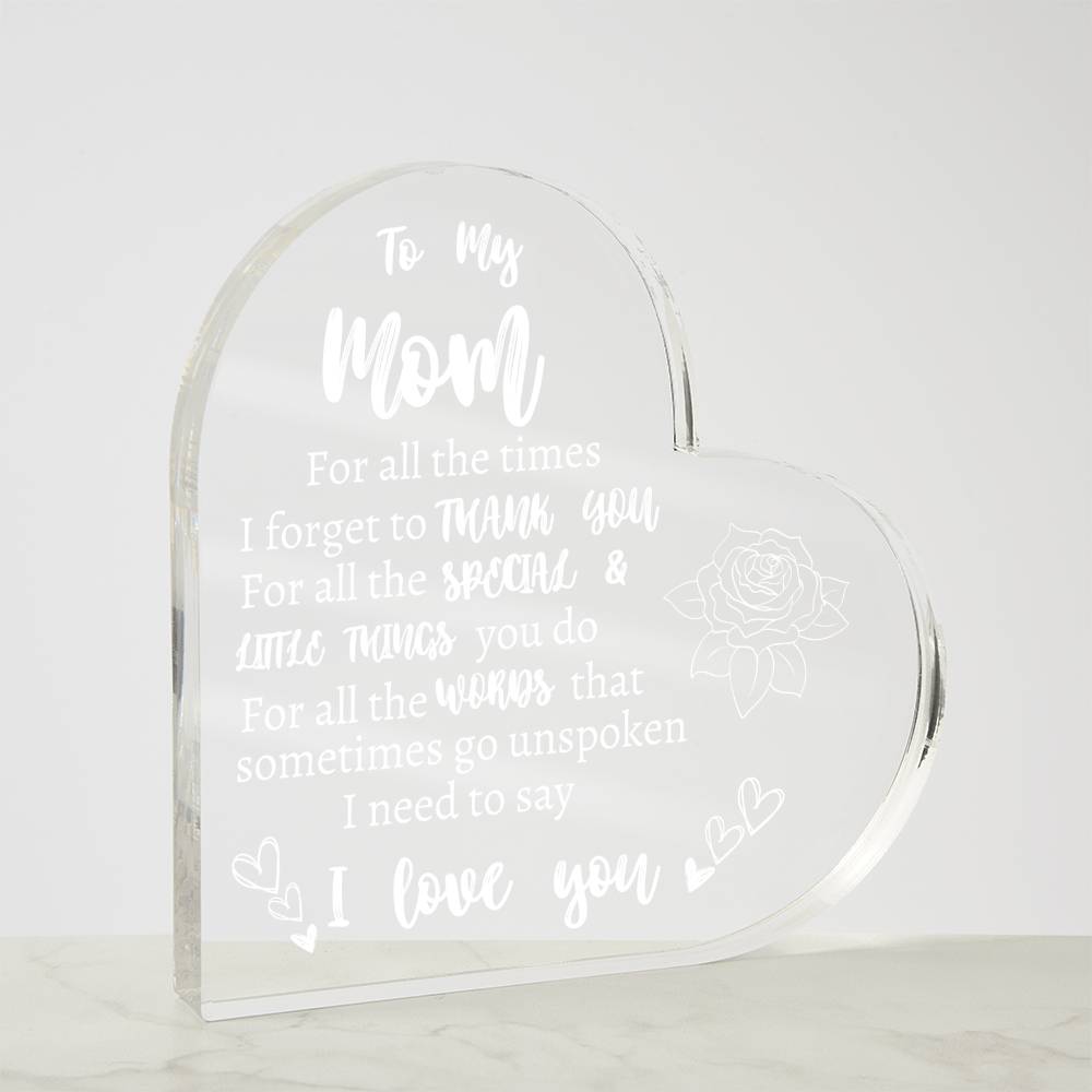 To My Mom | Thank you | Heart Acrylic Plaque