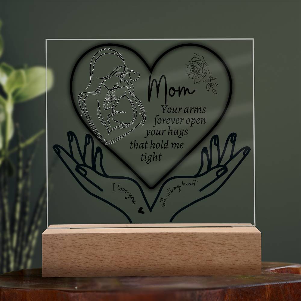 Mothers Day Gift | With All My Heart | Acrylic Plaque Night Light