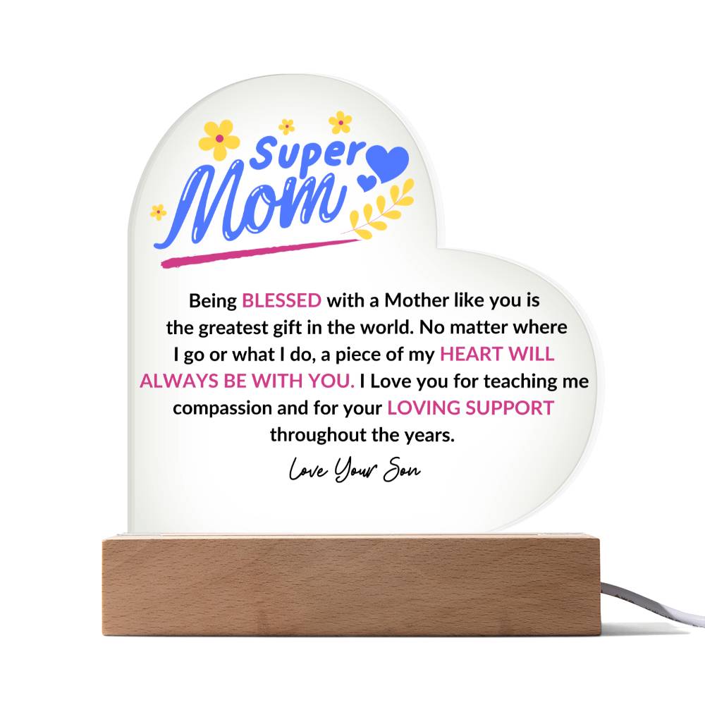Super Mom | Love Your Son | Heart Acrylic Plaque