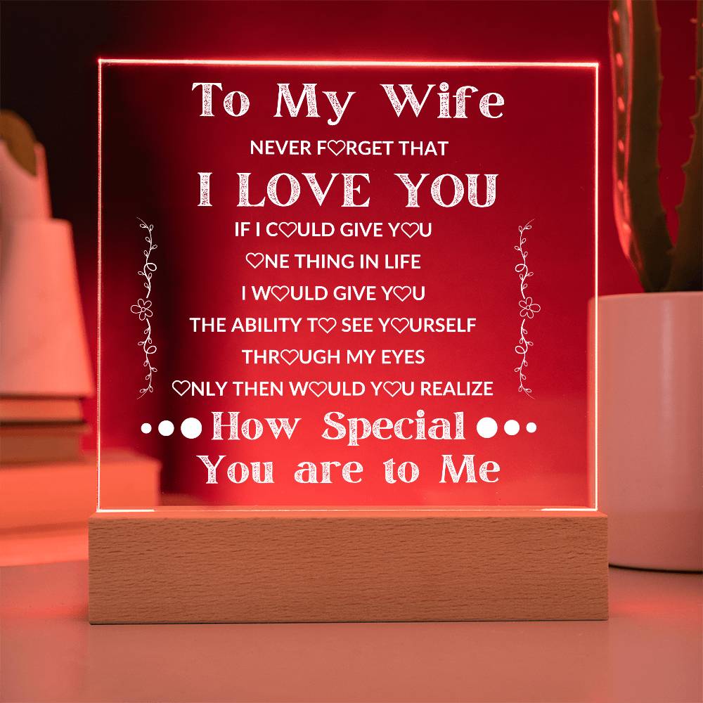 To My Wife LED Square Acrylic