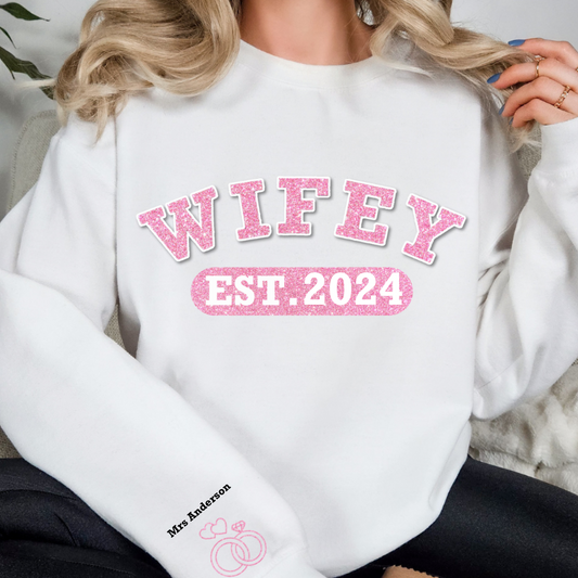 Personalized Wifey Crewneck Sweatshirt