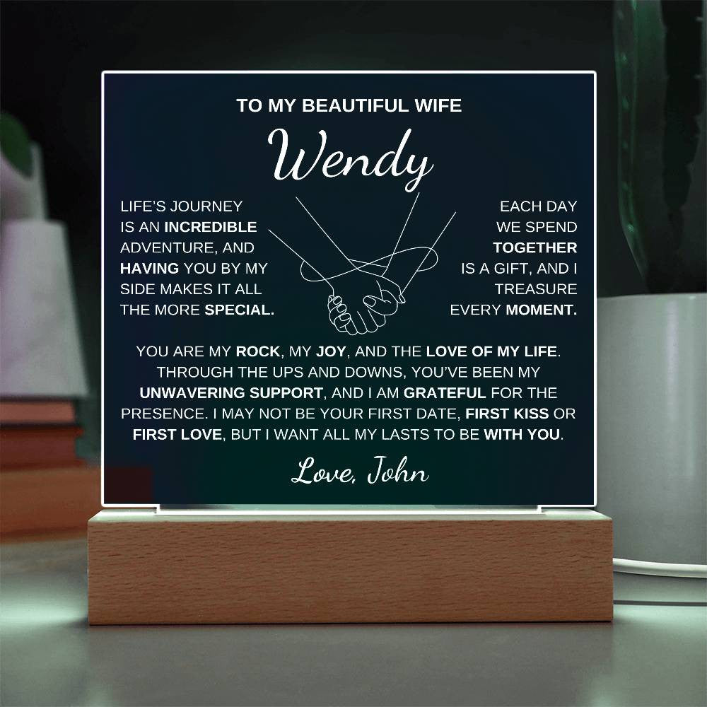 To My Beautiful Wife | My Rock | Acrylic Plaque