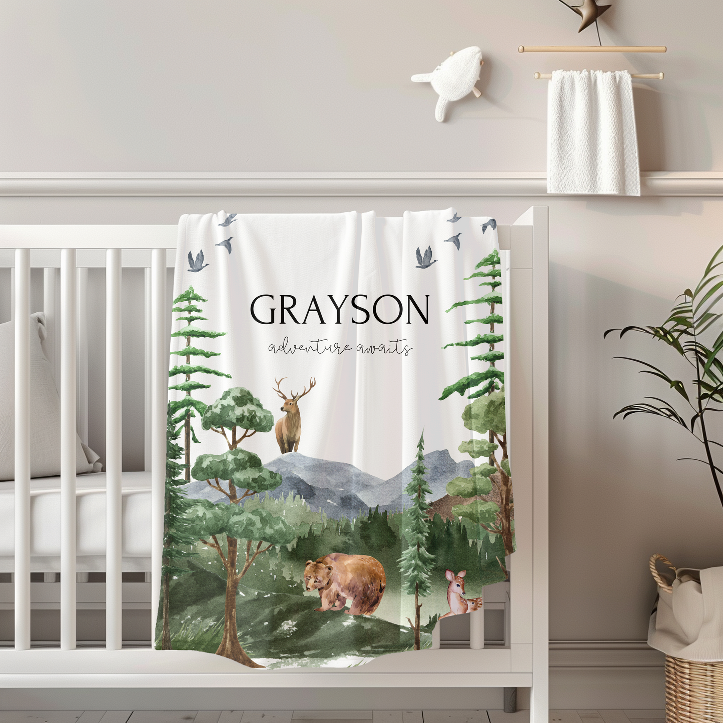 Personalized Woodland Animal Baby Blanket - 1