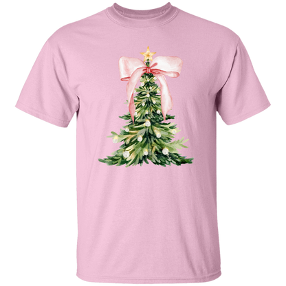 Pink Christmas Tree Bow T-shirt | Sweatshirt