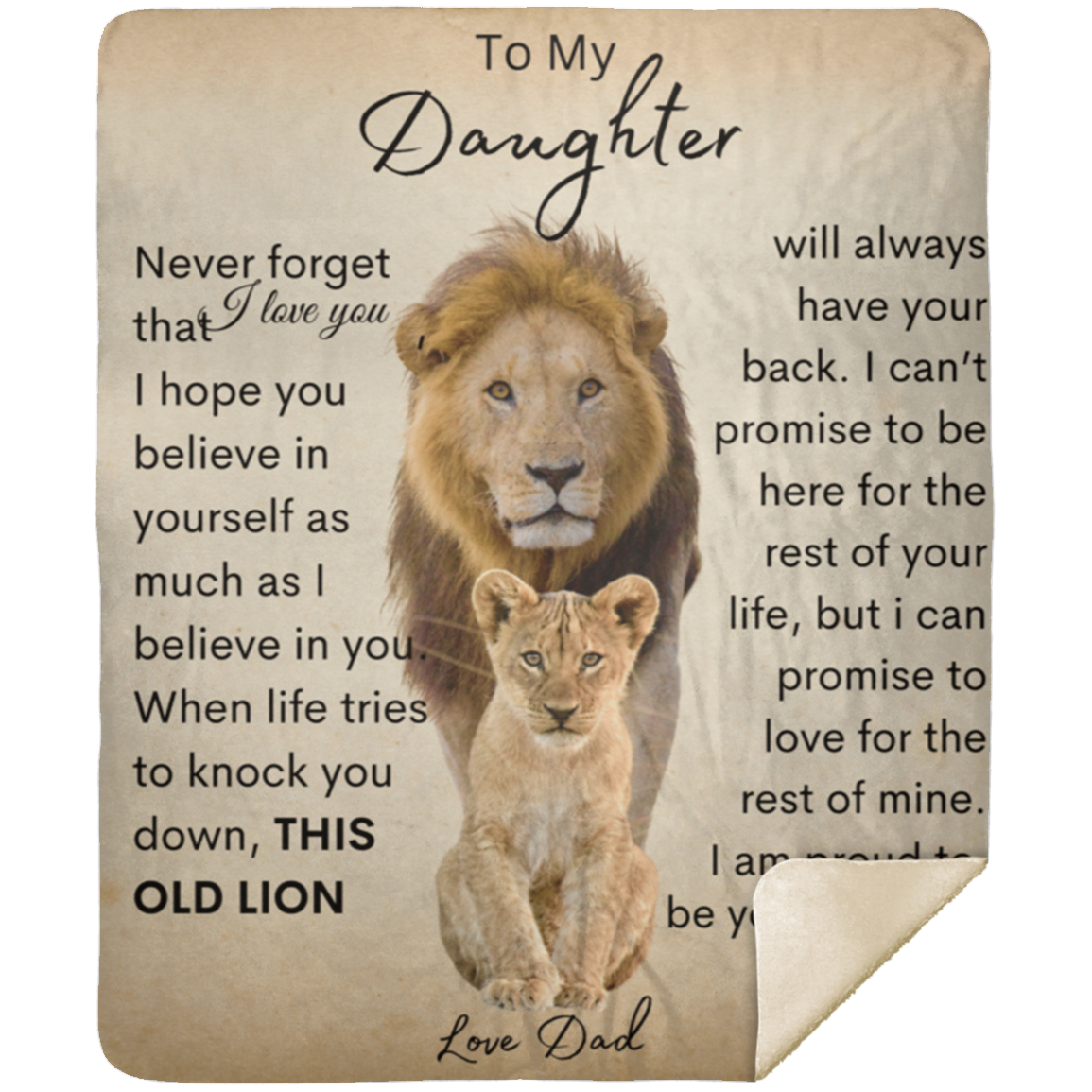 To My Daughter | Never Forget | Lion Mink Sherpa Blanket