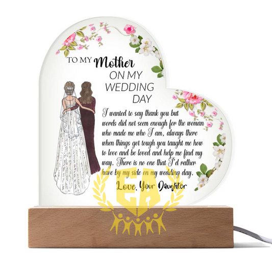 To My Mother On My Wedding Day | Acrylic Message File