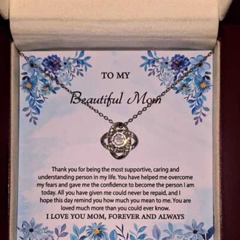 To My Beautiful Mom Message Card and UGC Bundle Love Knot Necklace