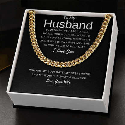 To My Husband | You Are My Soulmate | Cuban Chain Link Necklace