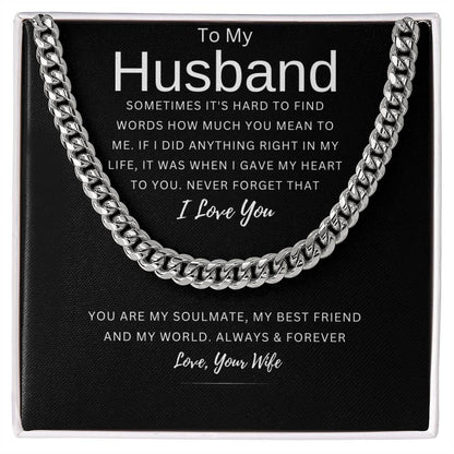 To My Husband | You Are My Soulmate | Cuban Chain Link Necklace