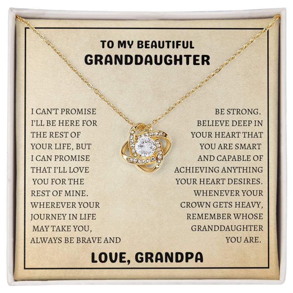 To My Beautiful Granddaughter | Always Be Brave And Be Strong | Love Knot Necklace