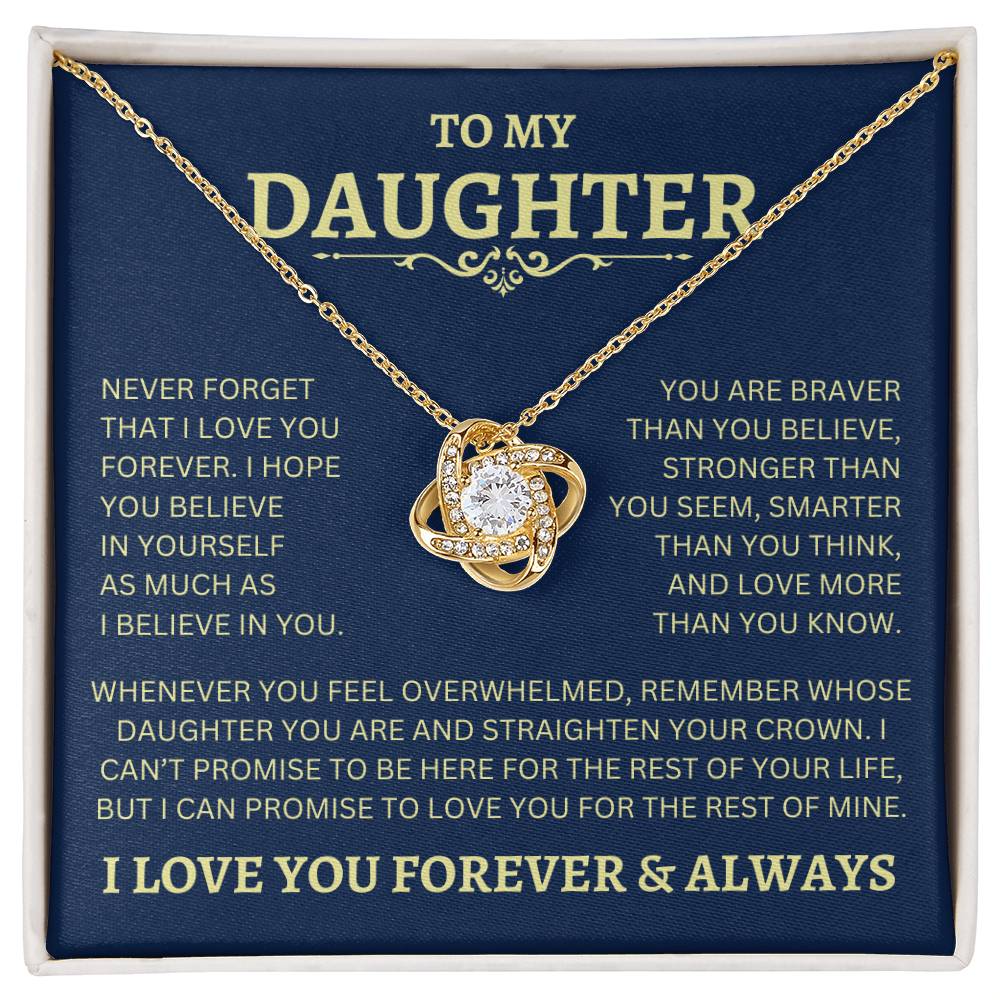 To My Daughter | Never Forget | Love Knot Necklace