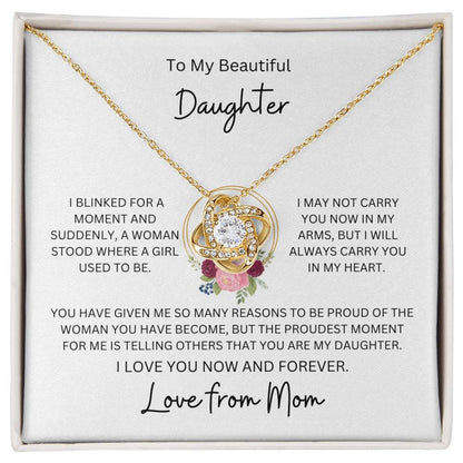 To My Beautiful Daughter | So Proud | Love Knot Necklace