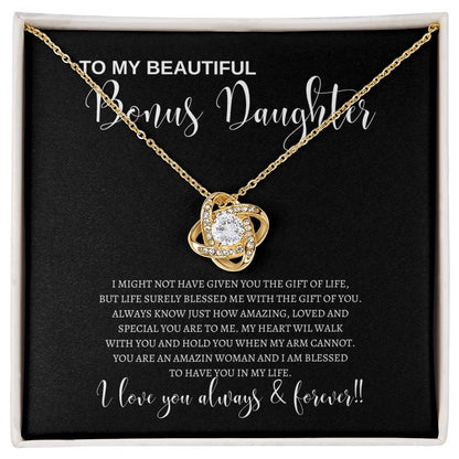 To My Bonus Daughter | Gift Of Life |  Love Knot Necklace