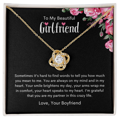 To My Beautiful Girlfriend | Brightens My Day | Love Knot Necklace