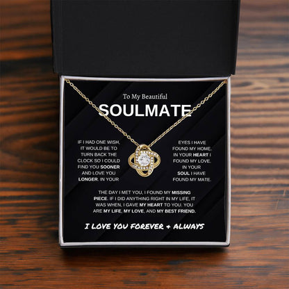 To My Soulmate | Forever and Always | Love Knot Necklace