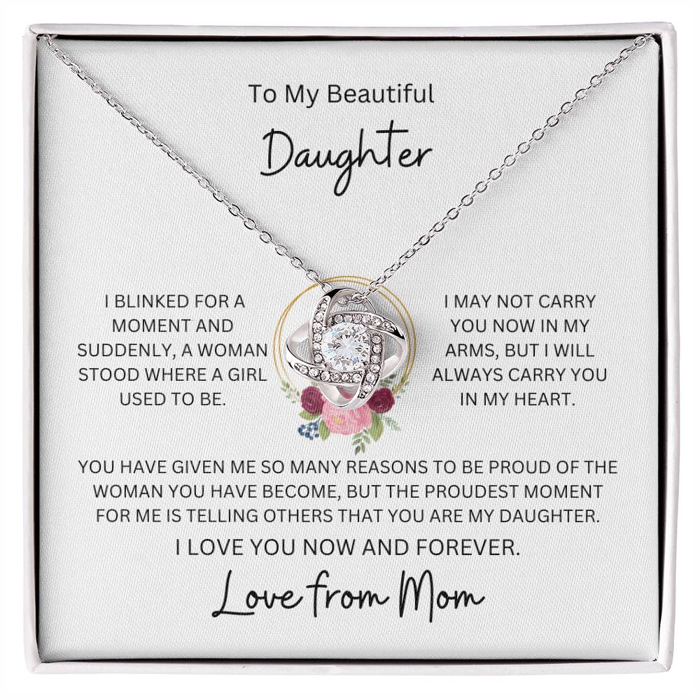 To My Beautiful Daughter | So Proud | Love Knot Necklace