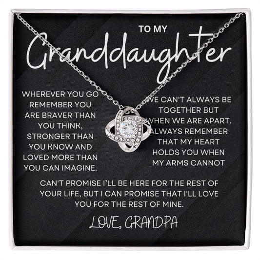 To My Granddaughter | Wherever You Go |  Love knot necklace