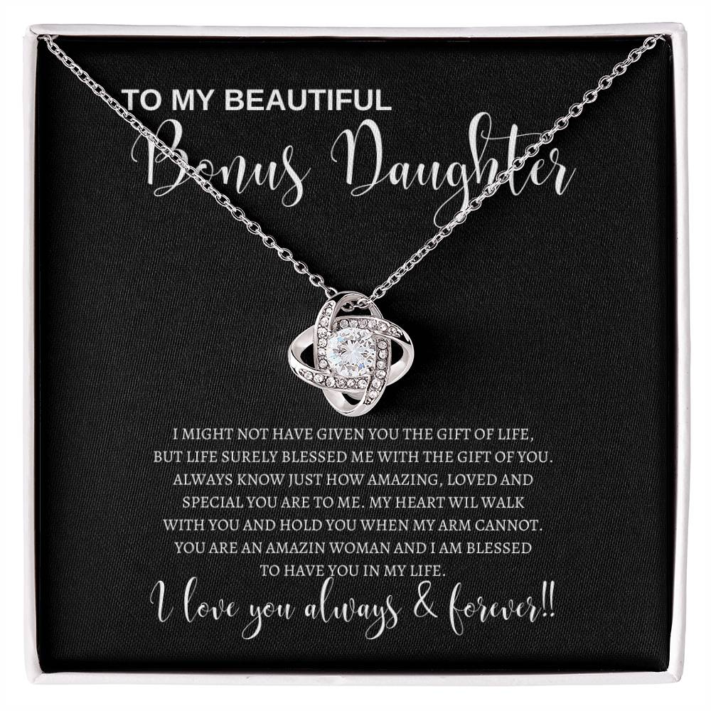 To My Bonus Daughter | Gift Of Life |  Love Knot Necklace