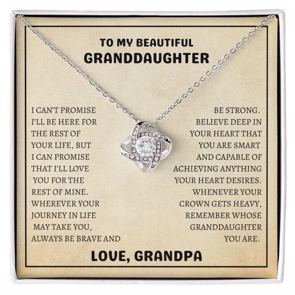 To My Beautiful Granddaughter | Always Be Brave And Be Strong | Love Knot Necklace