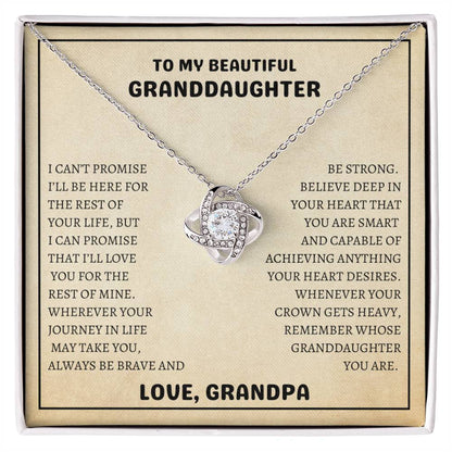 To My Beautiful Granddaughter | Always Be Brave And Be Strong | Love Knot Necklace