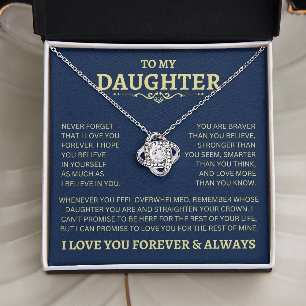 To My Daughter | Never Forget | Love Knot Necklace