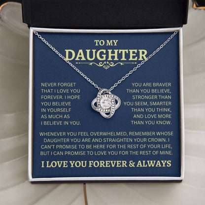 To My Daughter | Never Forget | Love Knot Necklace