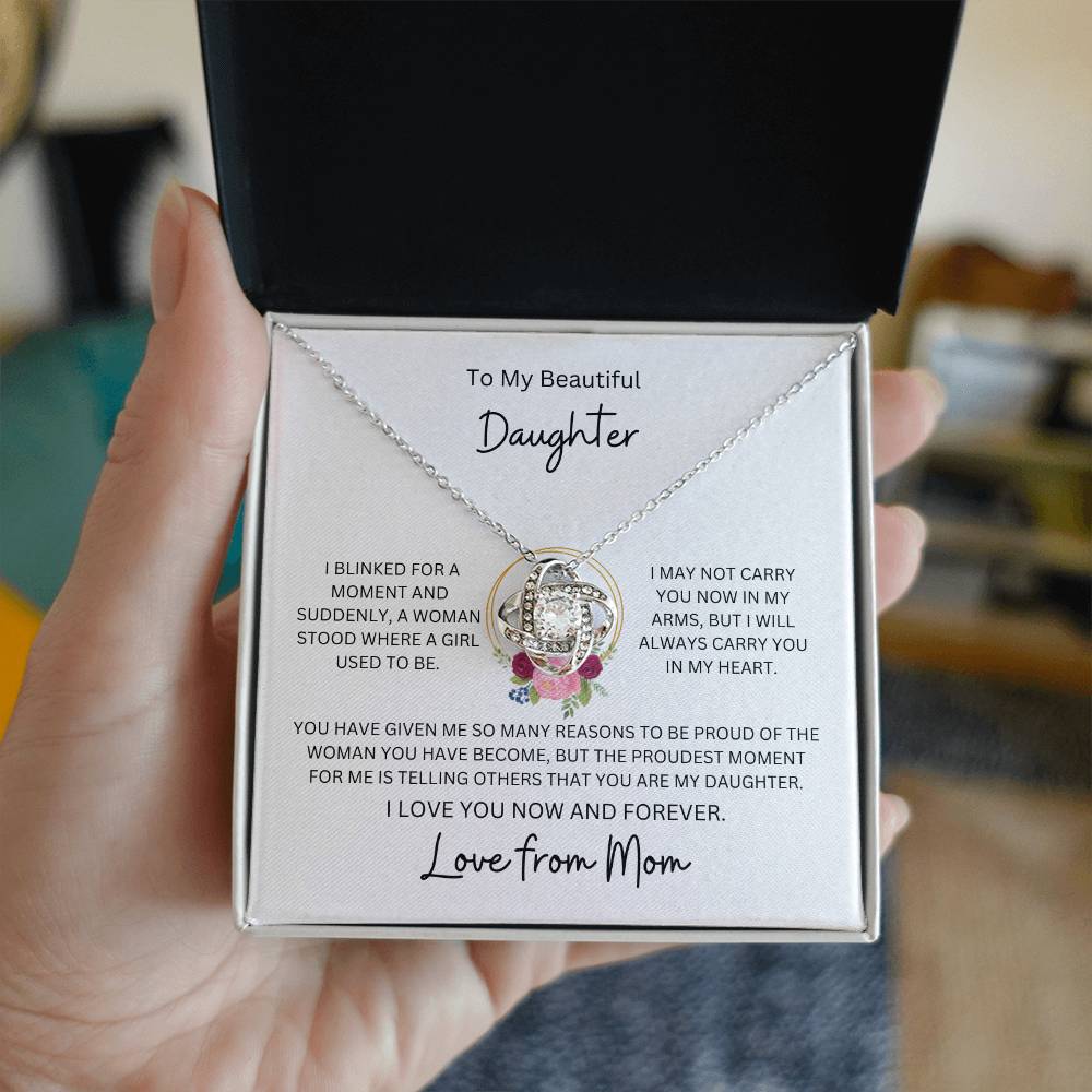 To My Beautiful Daughter | So Proud | Love Knot Necklace