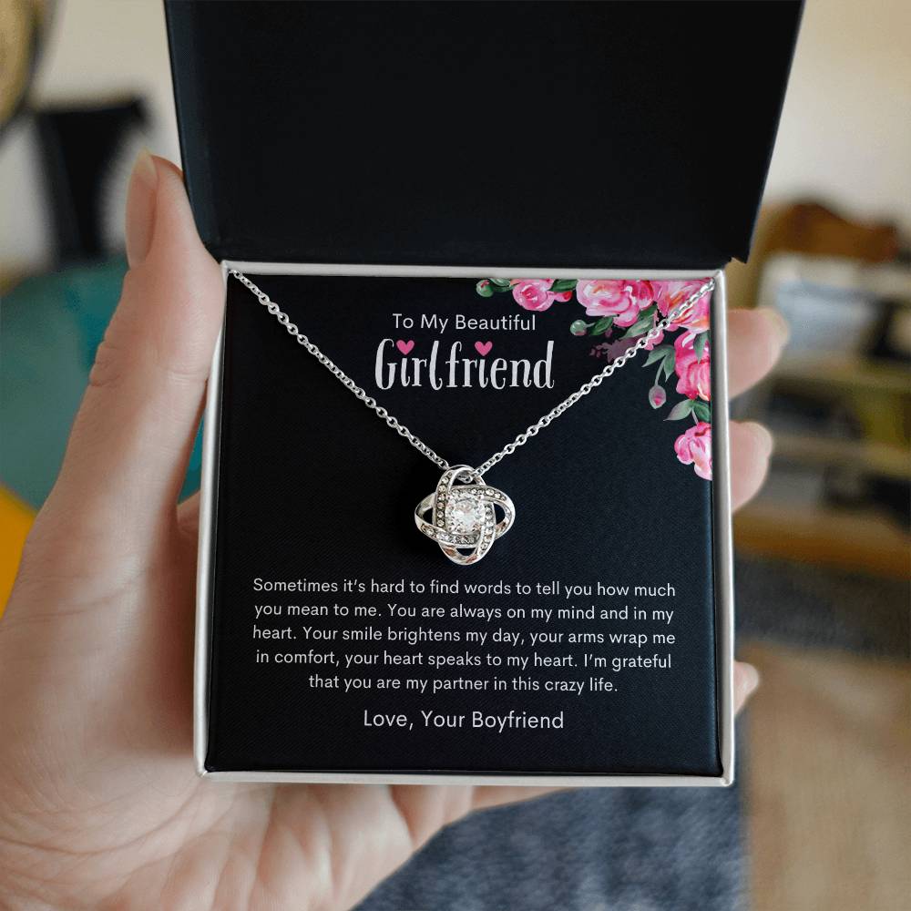 To My Beautiful Girlfriend | Brightens My Day | Love Knot Necklace