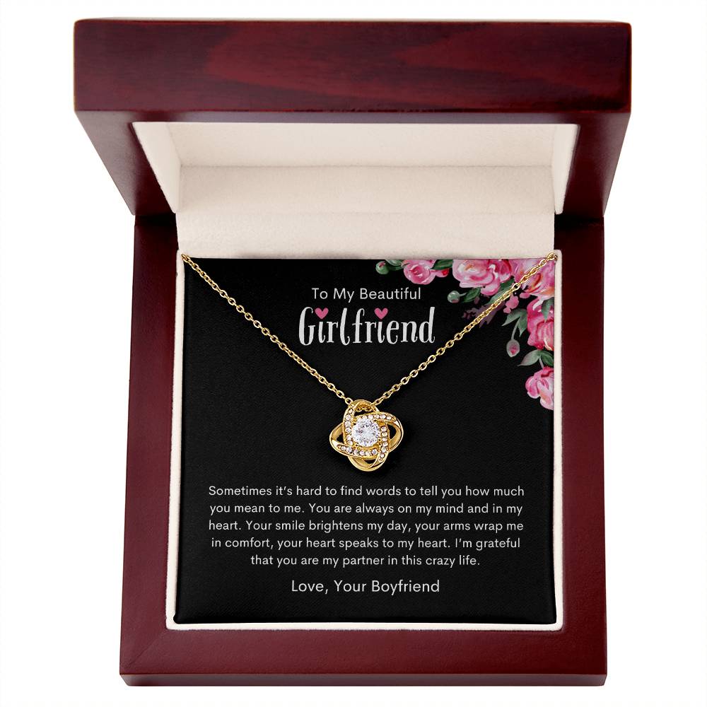 To My Beautiful Girlfriend | Brightens My Day | Love Knot Necklace