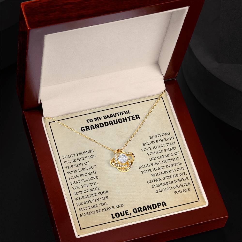 To My Beautiful Granddaughter | Always Be Brave And Be Strong | Love Knot Necklace