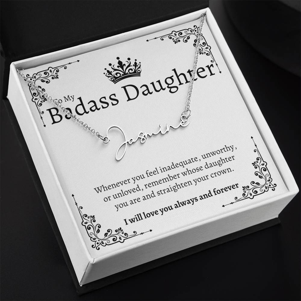 Badass Daughter Name Necklace  - W
