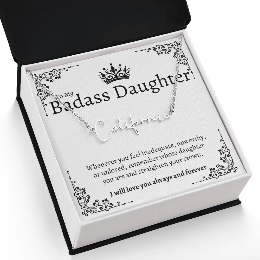 Badass Daughter Name Necklace  - W
