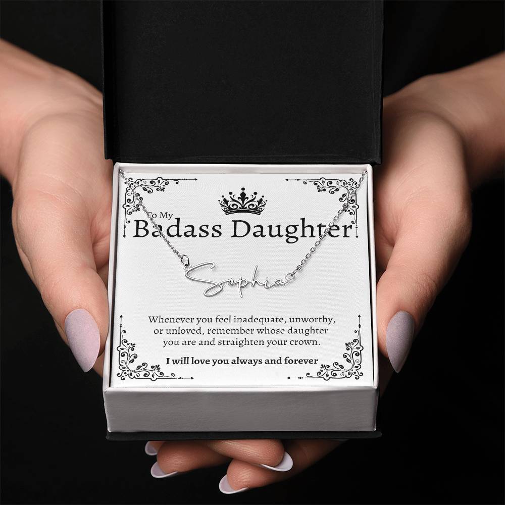 Badass Daughter Name Necklace  - W