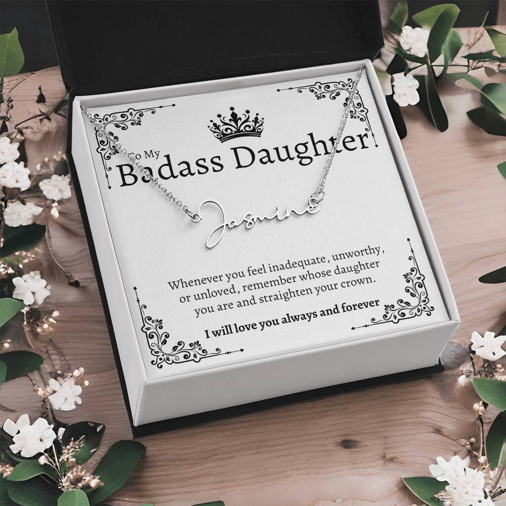 Badass Daughter Name Necklace  - W