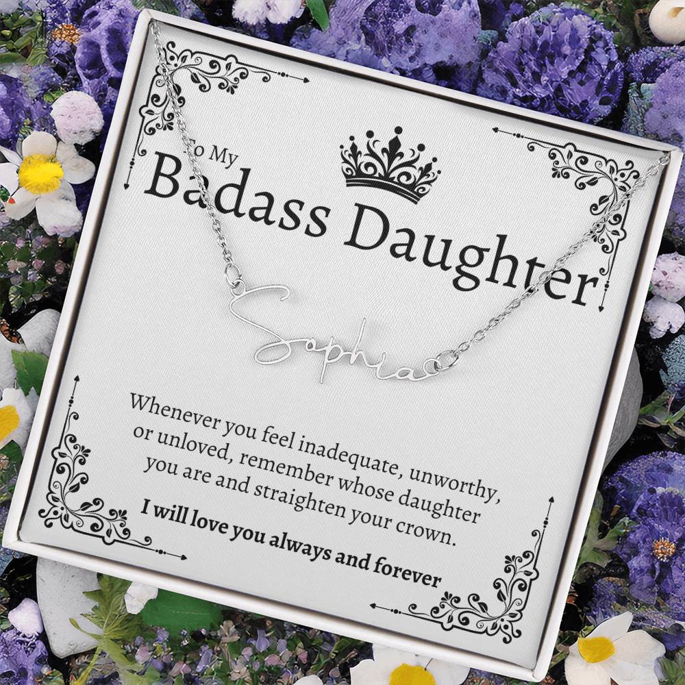 Badass Daughter Name Necklace  - W