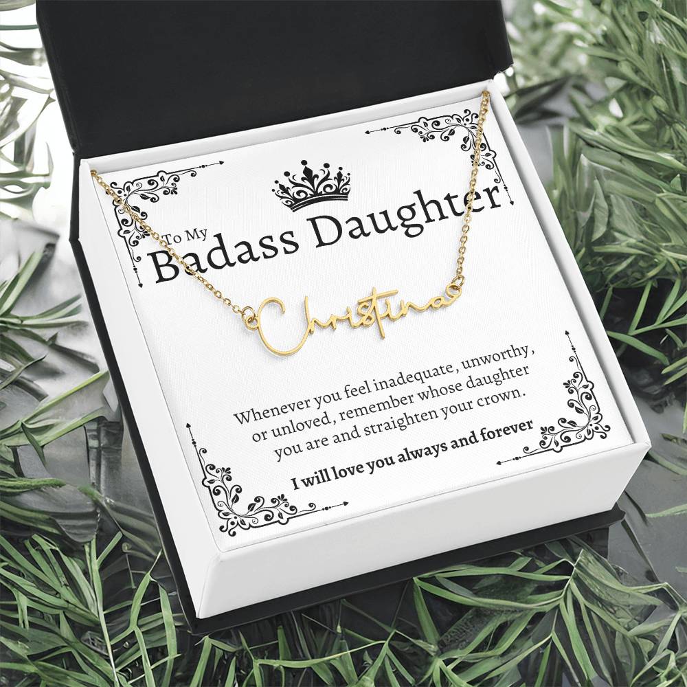 Badass Daughter Name Necklace  - W