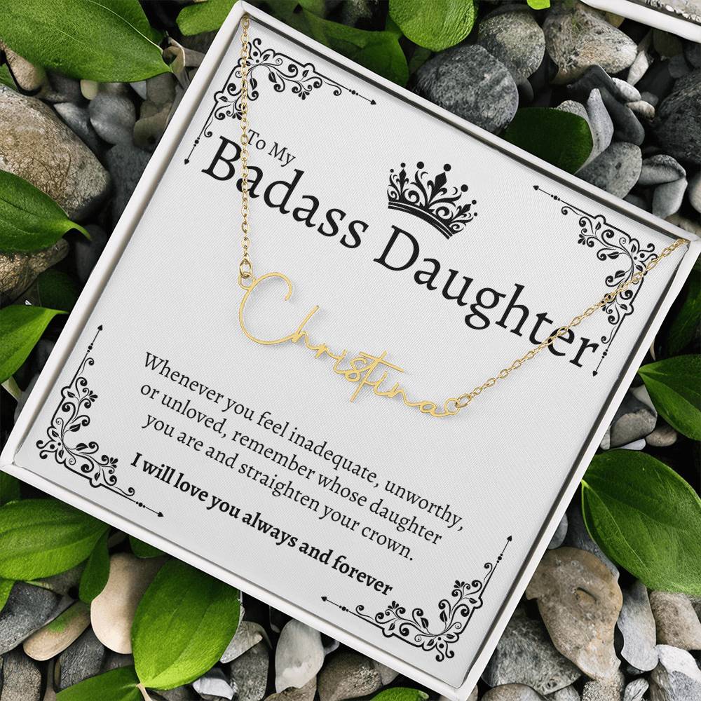 Badass Daughter Name Necklace  - W