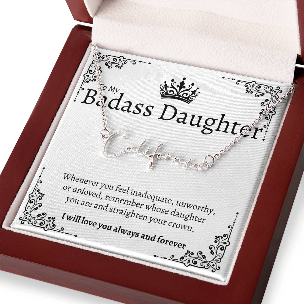 Badass Daughter Name Necklace  - W