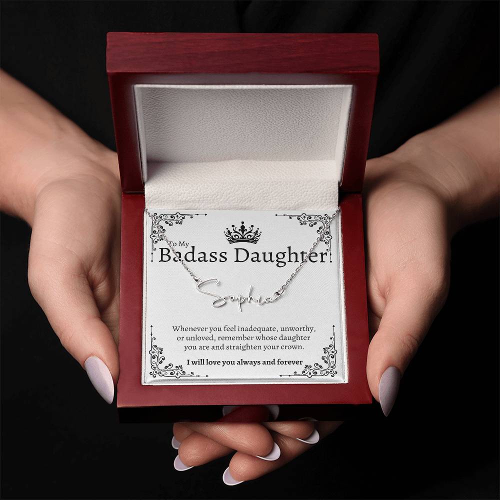 Badass Daughter Name Necklace  - W