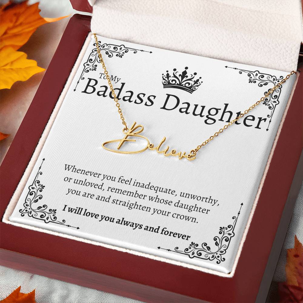 Badass Daughter Name Necklace  - W
