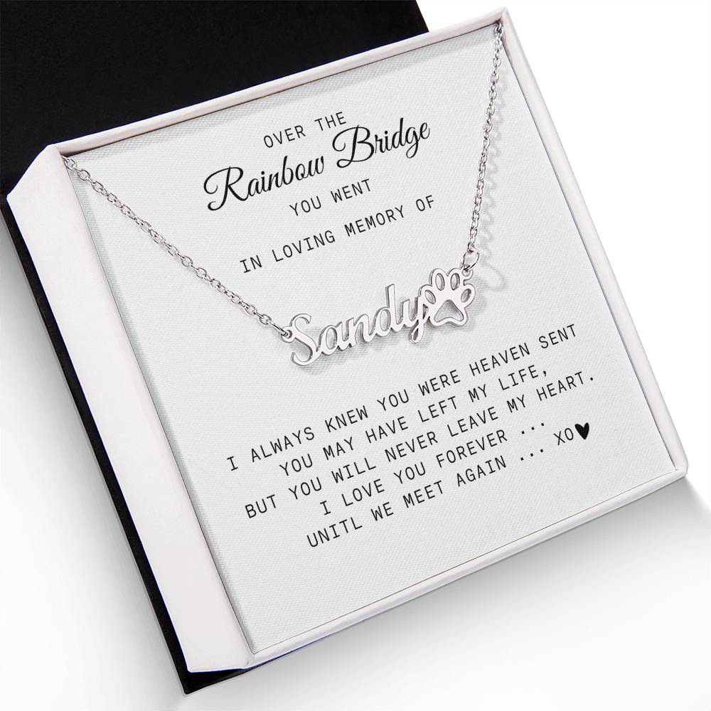 Over the Rainbow Bridge | In Loving Memory | Pet Memorial Name Necklace