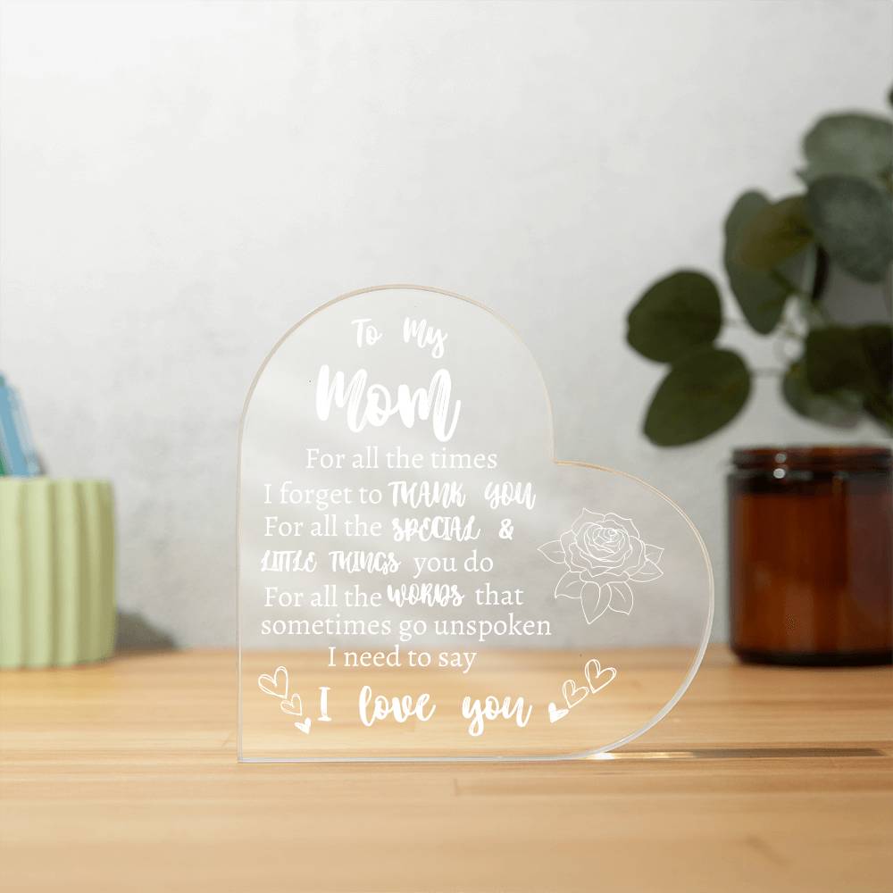 To My Mom | Thank you | Heart Acrylic Plaque