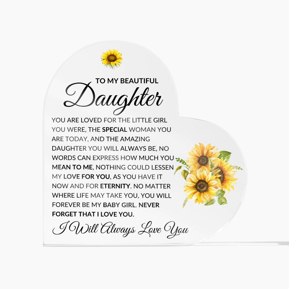 To My Beautiful Daughter | The Special Woman You Are | Heart Acrylic Plaque