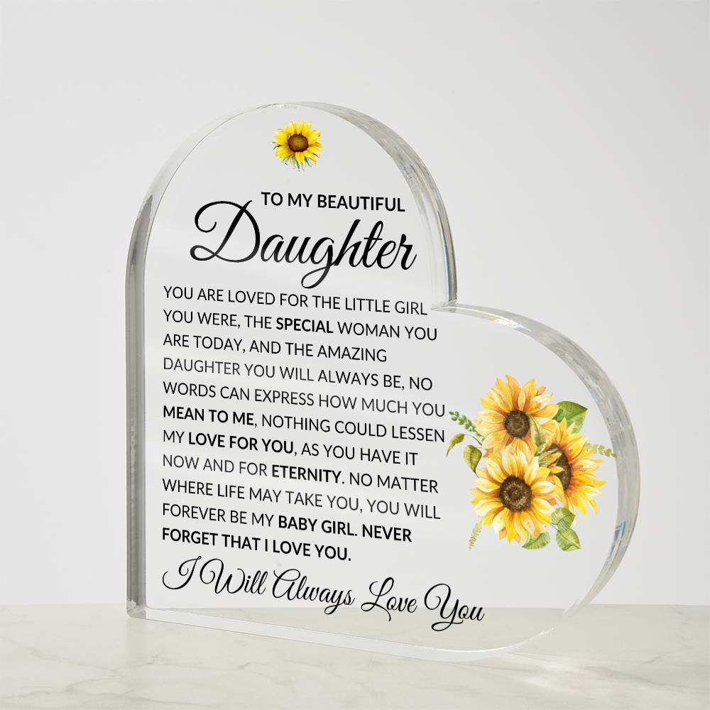 To My Beautiful Daughter | The Special Woman You Are | Heart Acrylic Plaque