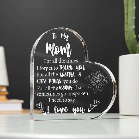 To My Mom | Thank you | Heart Acrylic Plaque