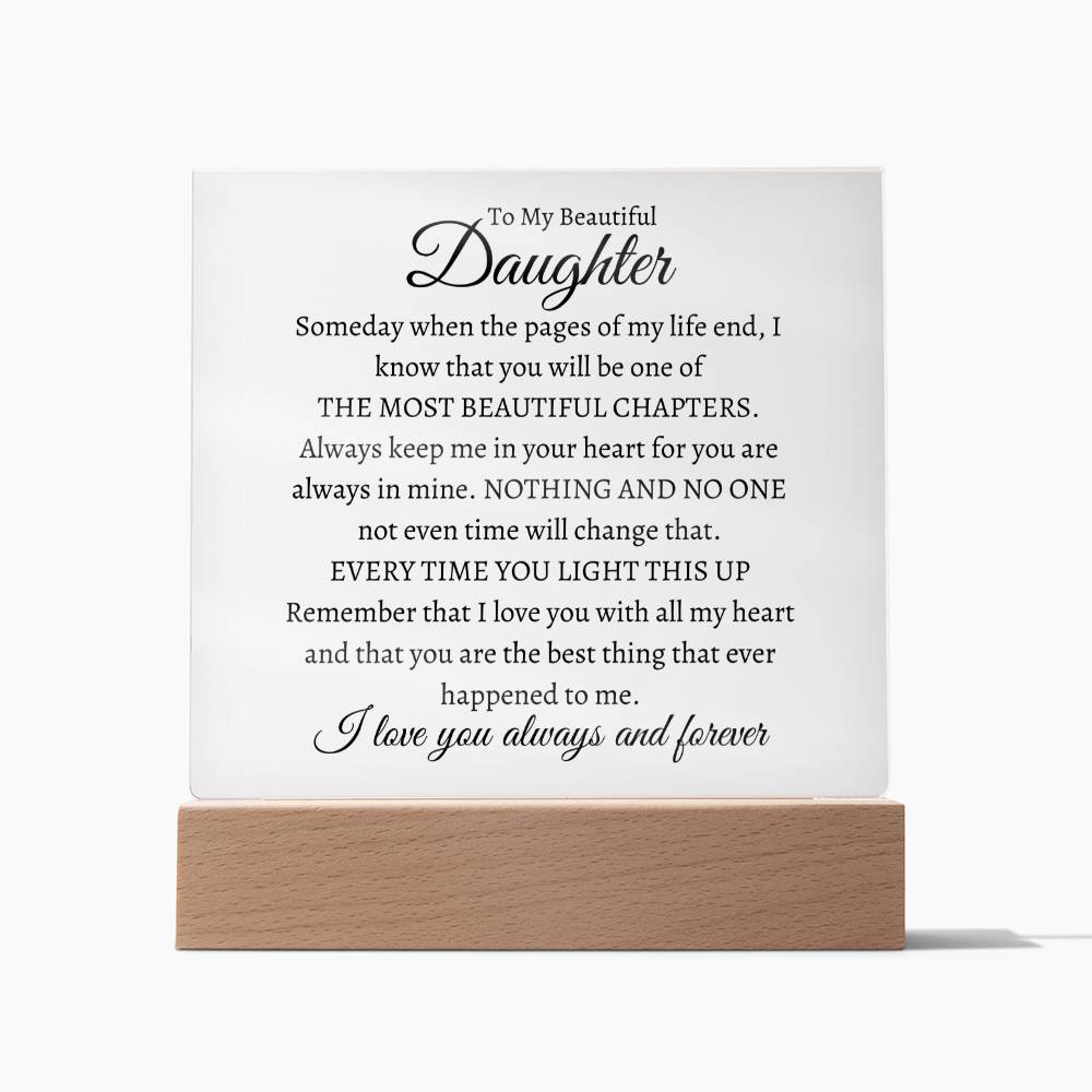 To My Daughter | Most Beautiful Chapter | Square Acrylic Plaque